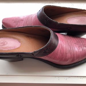 Ariat Pink Lizard skin Leather Mules